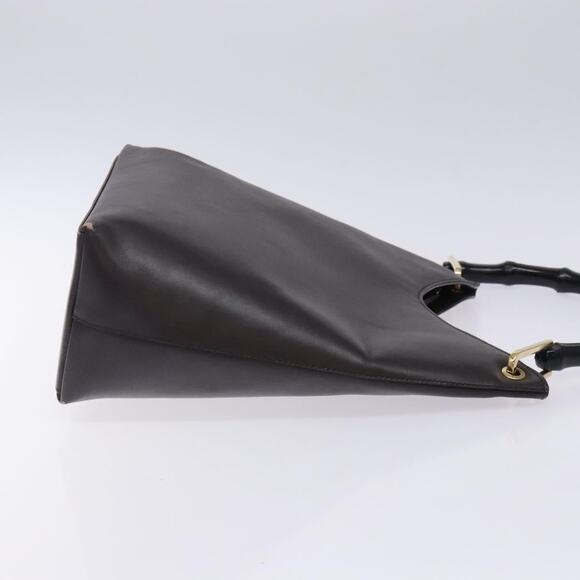 GUCCI Bamboo Shoulder Bag Leather Dark Brown Gold 001 001 - Picture 4 of 12